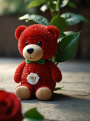 Obraz premium teddy bear with red rose