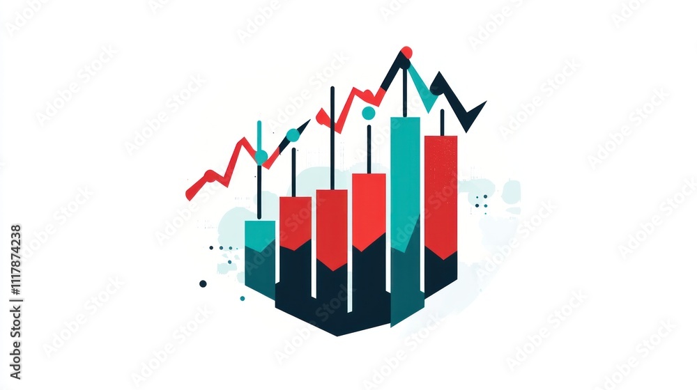 Aufkleber here's a and keyword list for your stock photo.. upward trending bar graph showing growth and succes