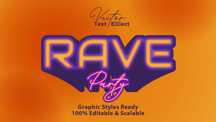 RAVE PARTY Text Effect futuristic neon style headlines
