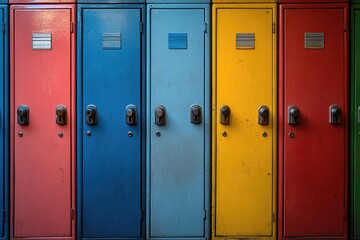 Lockers lined up in a bright and cheerful hallway