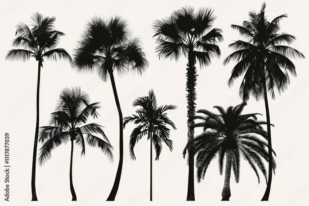Poster a simple yet elegant black and white photograph of palm trees, perfect for use in various designs