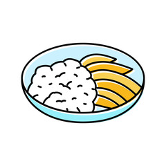 mango sticky rice thai cuisine color icon vector. mango sticky rice thai cuisine sign. isolated symbol illustration