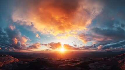 Obraz premium Breathtaking Sunset Over Tranquil Landscape