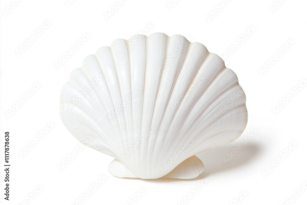 Poster a close-up shot of a shell on a white background, perfect for use in still life photography or as a 