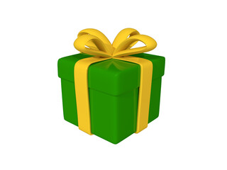 green gift box isolated on gold
