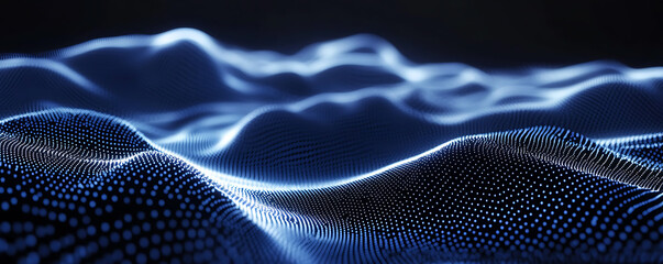 Abstract Digital Waveform: Blue Glowing Particle Field Texture Background