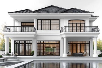 Fototapeta premium Luxurious house, spacious, with a large garden, plenty of parking, modern, pleasant, beautiful 