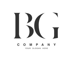 BG logo design. Initial letter b and g serif font style. Creative classic company name typography. Trendy logotype or identity.