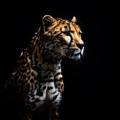 Naklejka premium beautiful animal in a studio isolated on black wild life