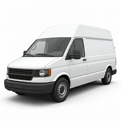 white delivery van isolated on white mockup
