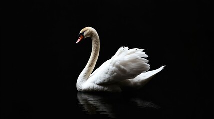 Fototapeta premium white swan on a black background