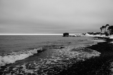 Black and White Winter Coastline in Liepāja