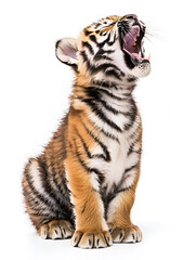 Obraz premium Cute baby tiger isolated on white background