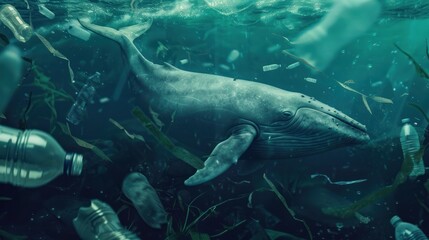 Fototapeta premium Whale in a Sea of Plastic
