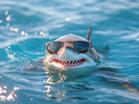 Funny shark wearing Sun glass
