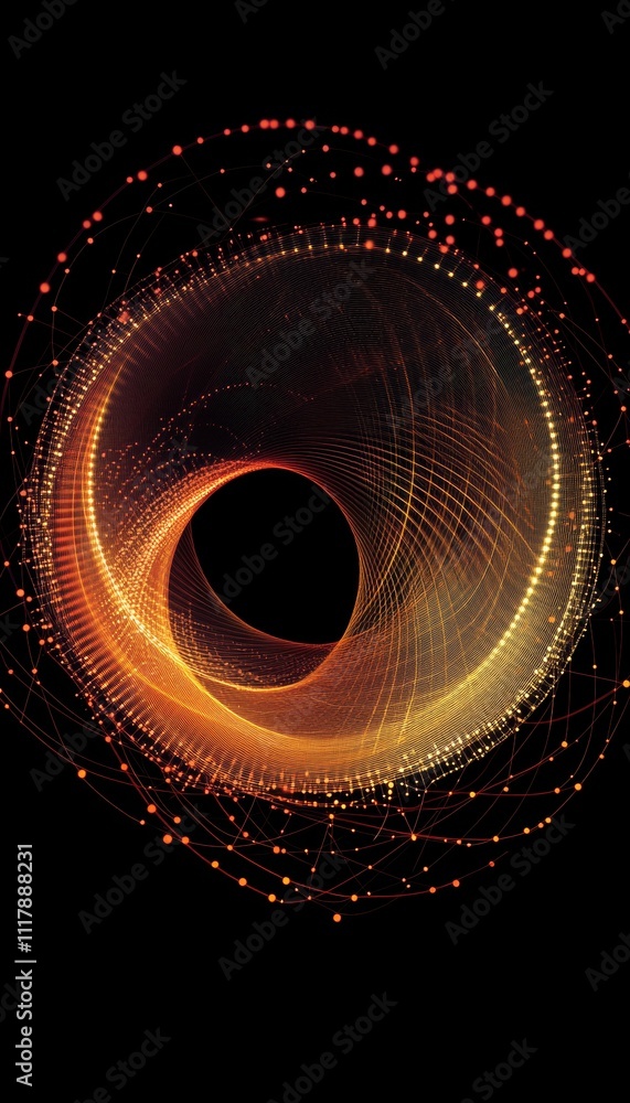 Aufkleber abstract photography with plexus effect circle shaped scientific and technological elements
