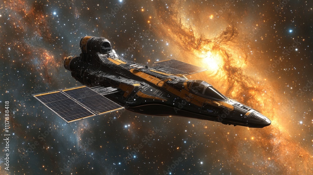 Poster space telescope orbits in vast cosmos observing distant celestial phenomena