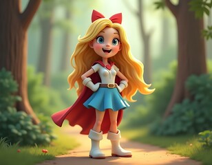 3D Cartoon Superhero Woman in Dynamic Heroic Pose