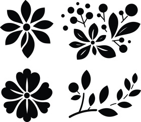 Fototapeta premium Black flower silhouette vector illustration hand-drawn decoration