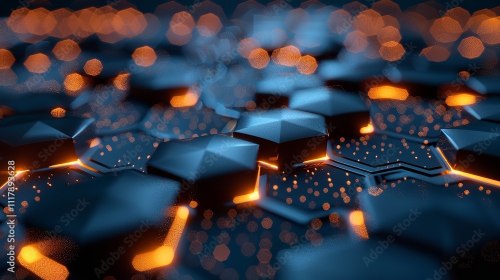 Poster abstract technology or medical background with hexagons shape pattern.