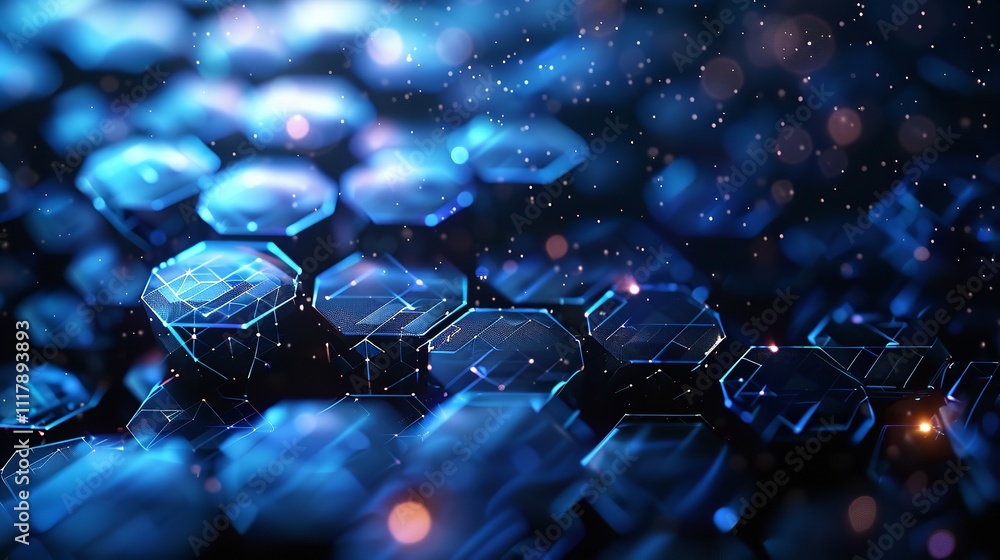 Poster abstract technology or medical background with hexagons shape pattern.