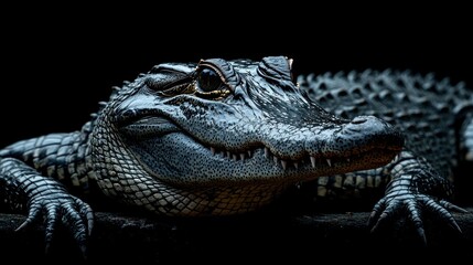 Fototapeta premium crocodile on a dark background