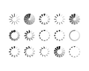 Collection Loading bar status icon. Vector illustration. Set of vector loaded icons. Download progress. Donload or Upload.