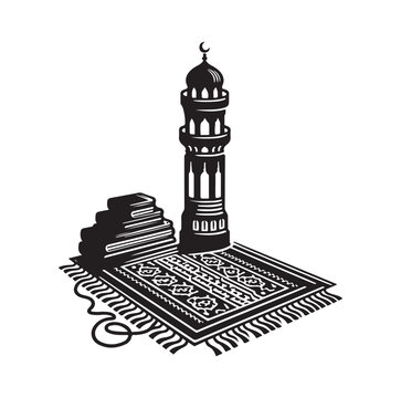 recommend clip art: Muslim prayer mat silhouette vector illustration