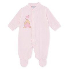 Obraz premium Pink Baby Sleepsuit with Embroidered Bunny and Star Design