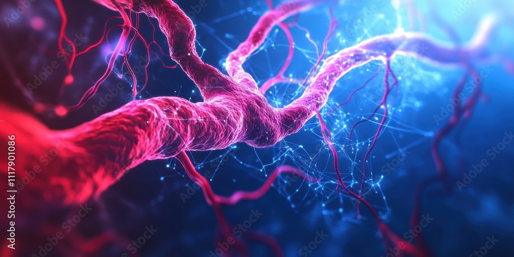 Poster microscopic network visualization: intricate details of a biological neural network system