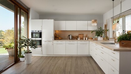 Cozy white kitchen featuring warm lighting and inviting decor for a comfortable cooking space
