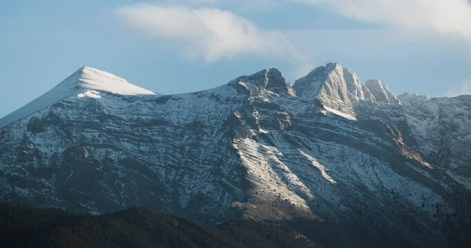 Timelapse of Mountain Olympus highest Peaks in Snow Greece Sunny Day