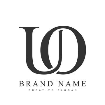 UO trendy logotype template. Initial letter u and o classic font style. Creative logo for company name or identity.