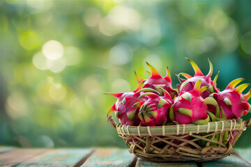 Dragon Fruits in basket, version 4