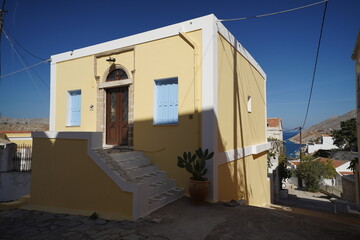 picturesque streets and colorful facades of Symi island