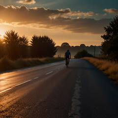 silhouette of a person walking on the road