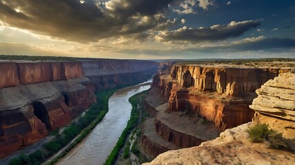 Canyon River Sunset Dramatic Landscape Scene