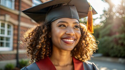 Celebrating achievement and joy during a graduation ceremony on a sunny day in a beautiful campus setting