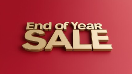 Attractive end of year sale sign in gold lettering on a vibrant red background, perfect for promotional materials.