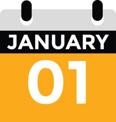 January 1 Calendar Day or Calender Date for Deadlines or Appointment. Calendar vector icon. Deadline. Date. 
