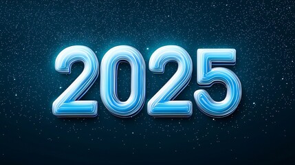 Blue 2025 text on a starry background.