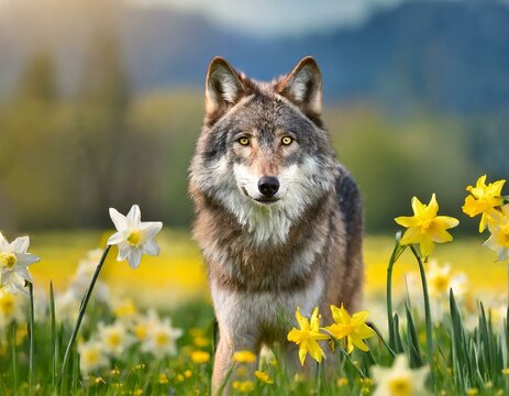 Im Fr&uuml;hling auf einer Narzissenwiese