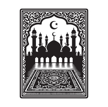 recommend clip art: Muslim prayer mat silhouette vector illustration