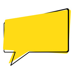 Yellow Speech Bubble Icon, Isolated on White