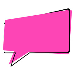 Pink Speech Bubble Icon, Isolated on White