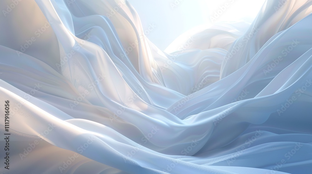 Poster the image is white wave with a white background. the wave is very smooth and has very calming effect