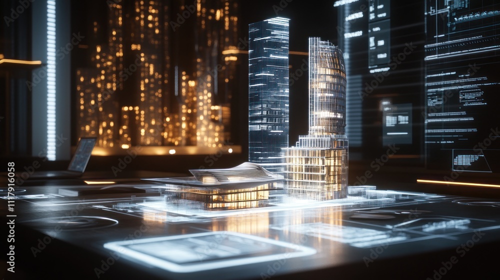 Poster here's a description and keywords for your stock photo.. futuristic architectural design displayed o