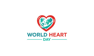 World Heart Day logo  september 29. Vector illustration., heart day celibration logo, heart day typography  logo