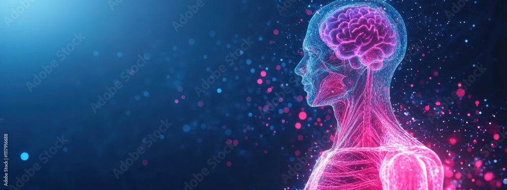 Aufkleber human brain anatomy visualization: a 3d digital representation of the nervous system and its complex