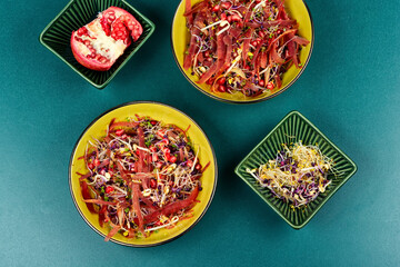 Fresh salad with microgreens.